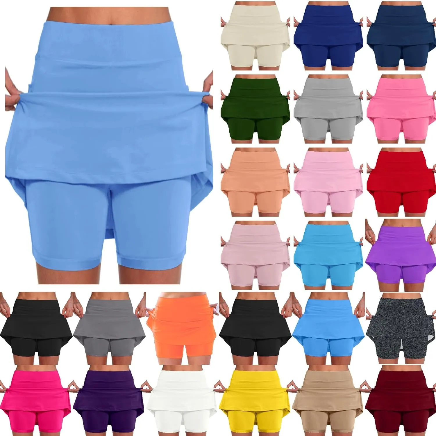 Women's Active Skort Pockets Skirt Running Tennis Golf Workout Sports Athletic Workout Casual Summer S-5XL