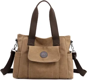 Women's Casual Canvas Shoulder Bags Tote Purse Top Handle Handbags Work Crossbody Satchel (Grey)