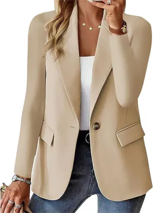 Womens Casual Fashion Jackets Button Suit Blazers Dressy Long Sleeve Jacket Full Lined Pocket Blazer Business Tops