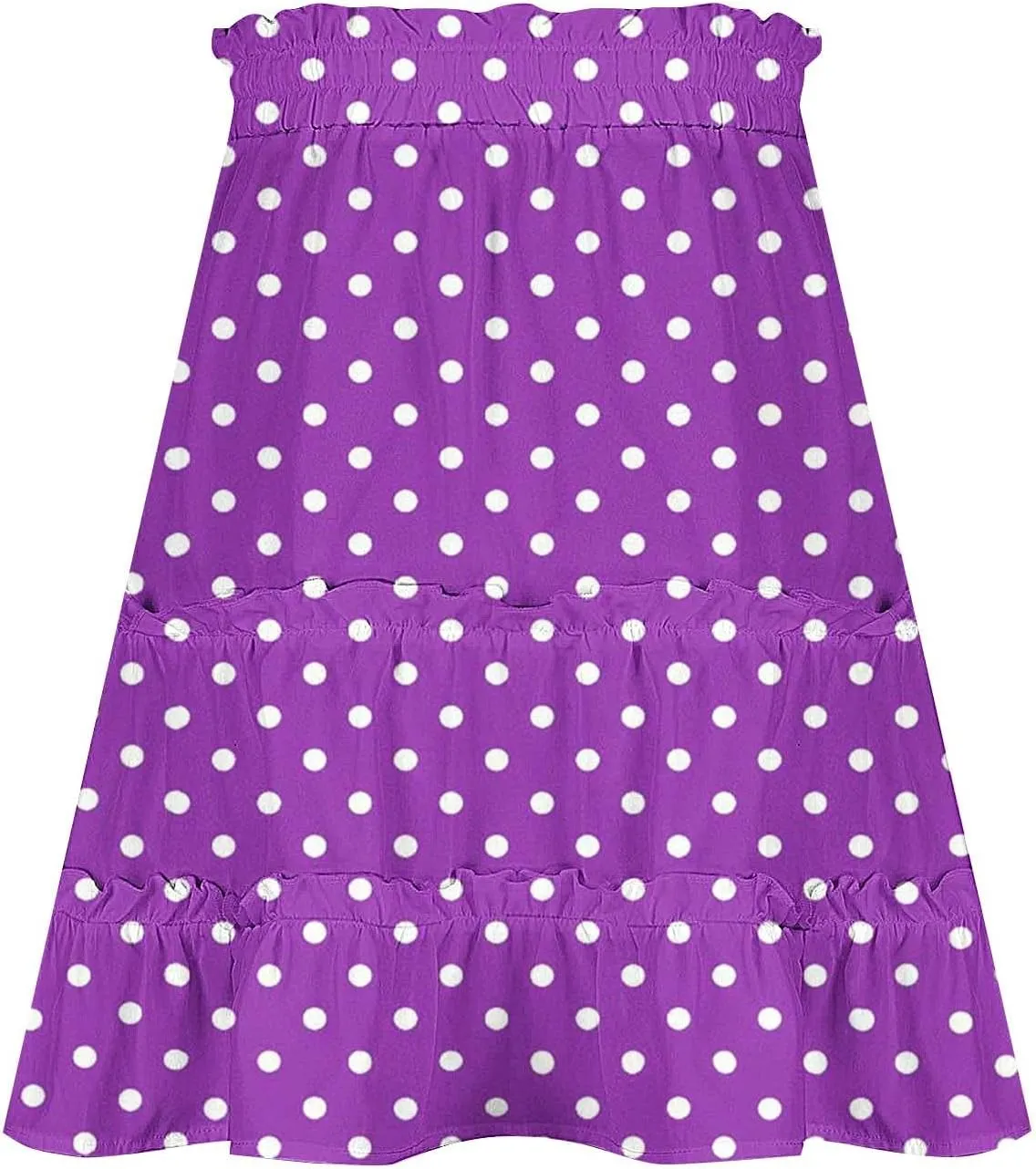 Women's Casual Summer Skirts High Waist Pleated Skirts A-Line Flowy Swing Tiered Skirt Polka Dots Beach Skirt