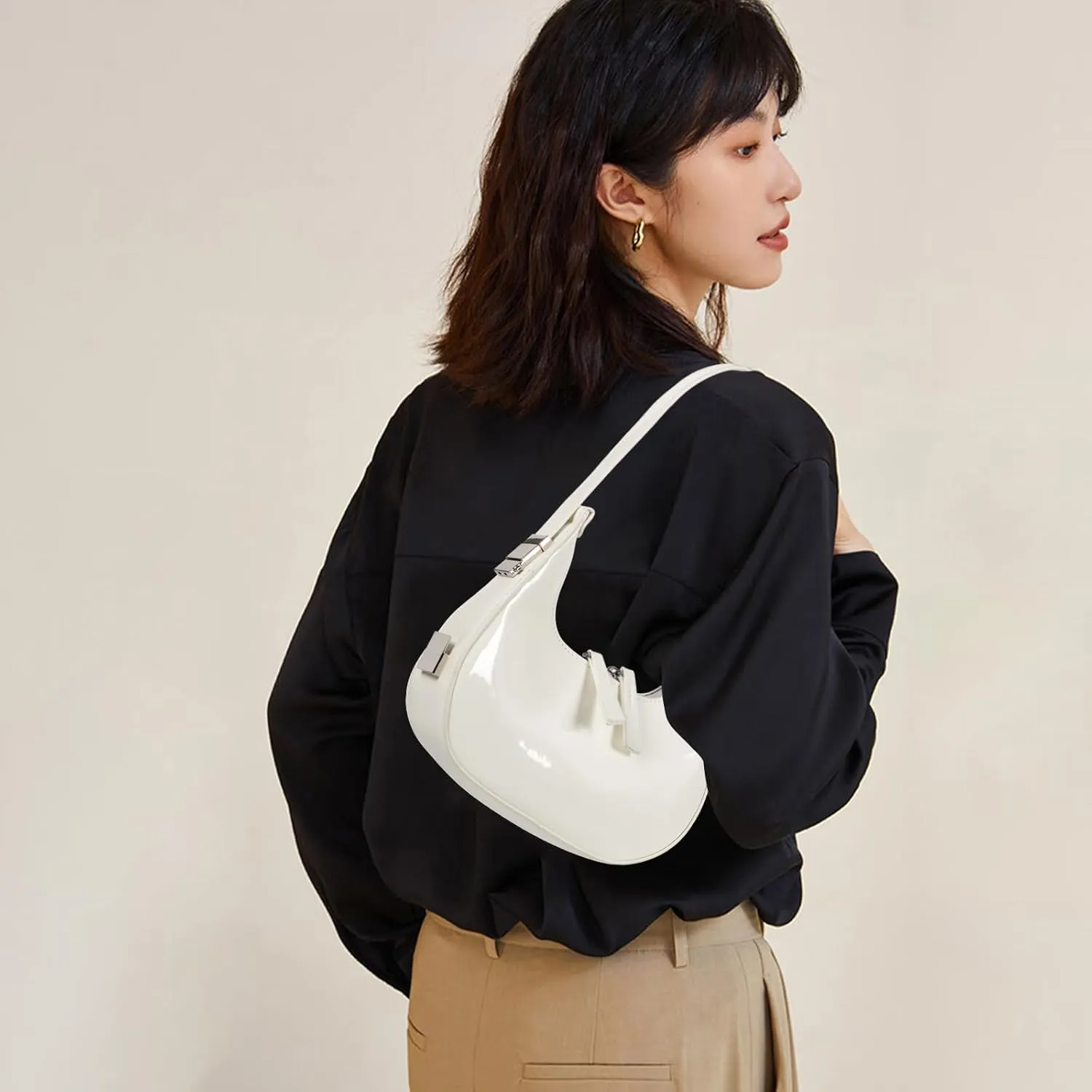 Women's Crescent Shoulder Bags Fashion Y2k 90s Hobo Crescent Handbags,Underarm Shoulder Purse BagUpsized Version