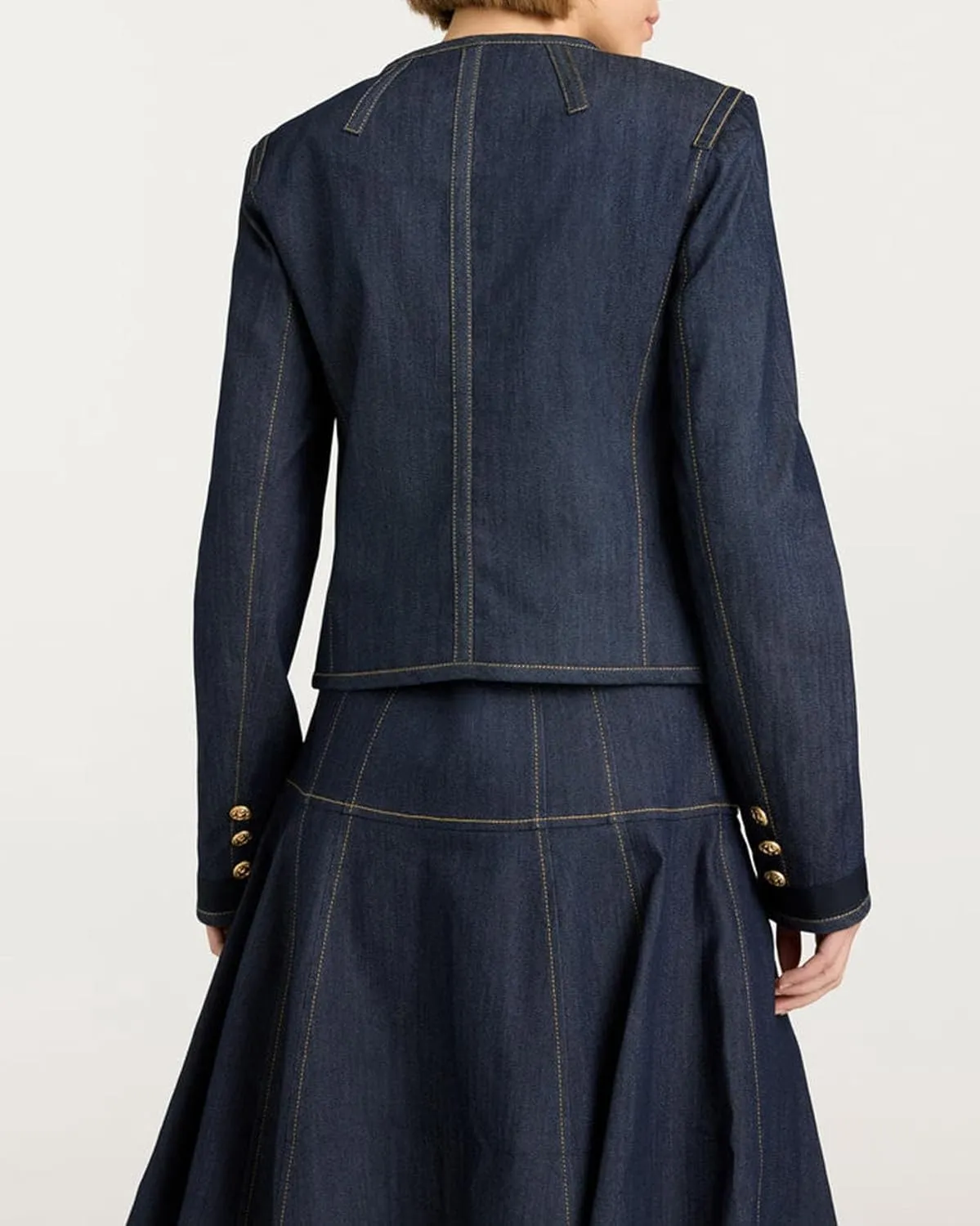 Women's Cropped Long Sleeve Denim Jacket Lightweight Crewneck Button Down Jacket Y2k Vintage Bowknot Jackets