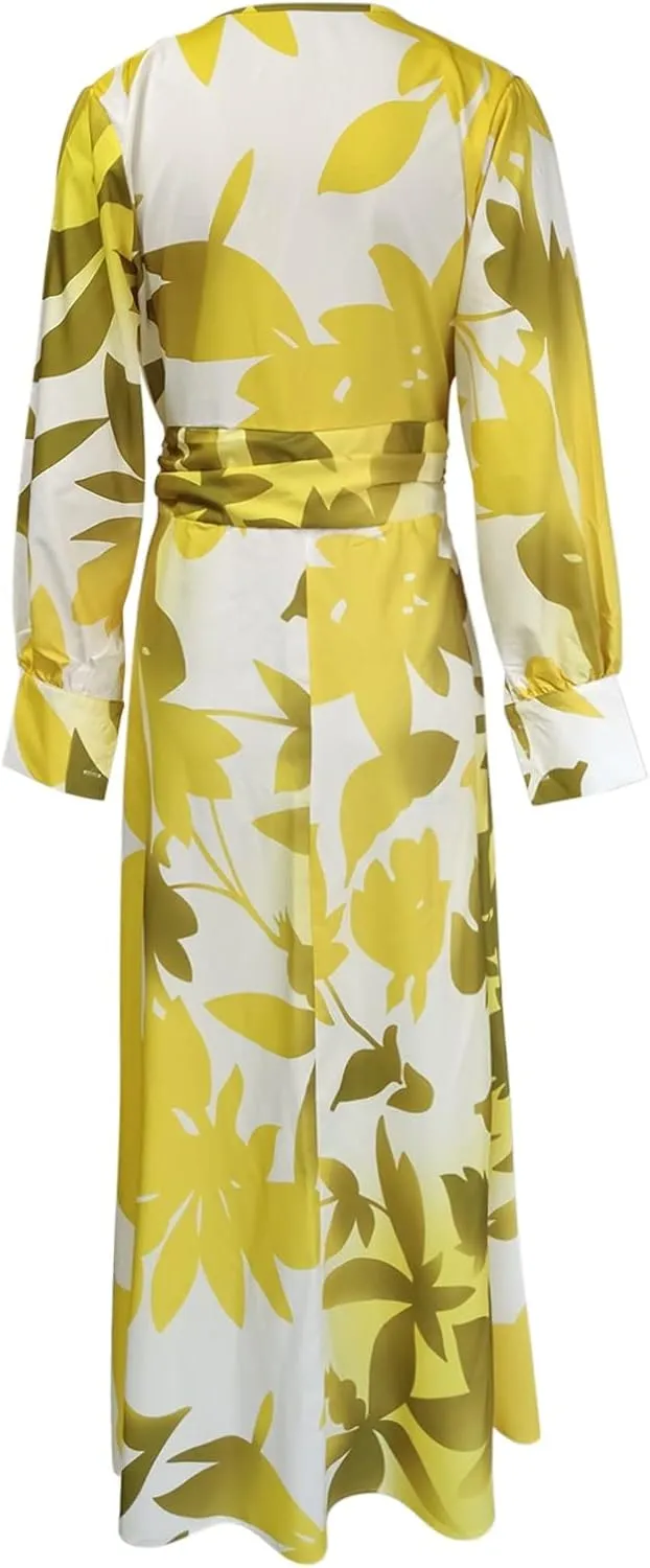 Women's Fashionable and Comfortable High Waist Temperament Printed V Neck Casual Dress Casual Skirts for Women