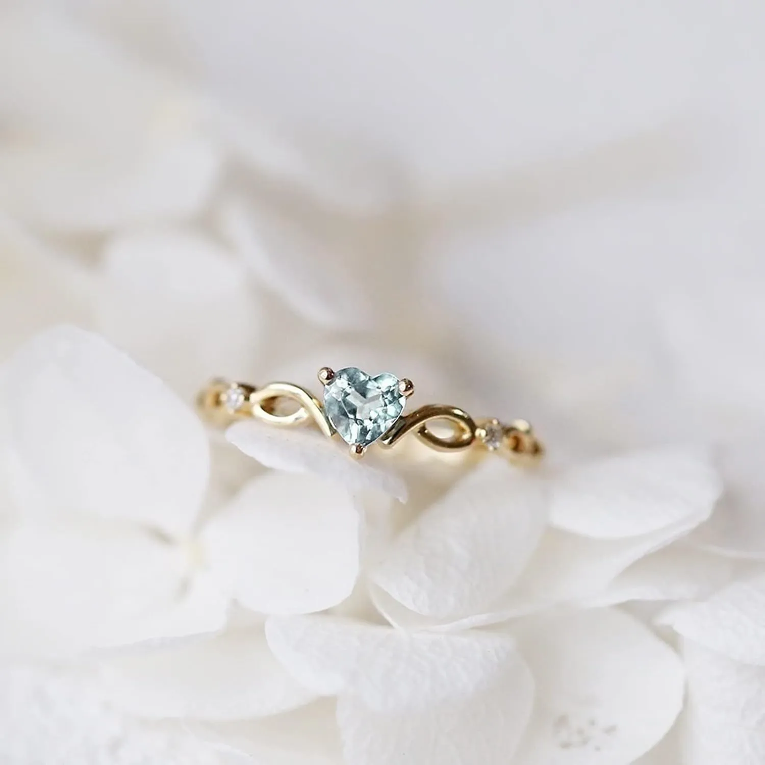 Womens Heart Gemstone Ring Stackable 925 Sterling Silver Cubic Zirconia Promise Band Valentine's Day Jewelry for Wife