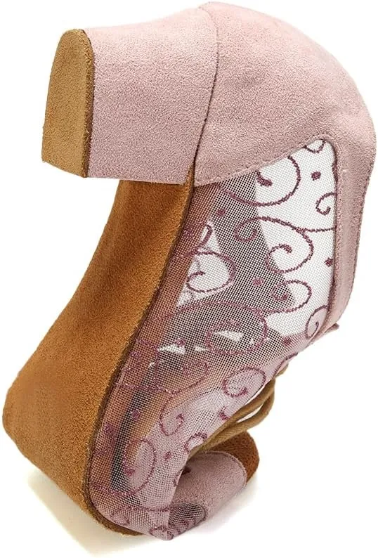 Women's Lace-up Latin Dance Shoes Low Heel Open Toe Ballroom Salsa Dance Practice Shoes Suede Sole
