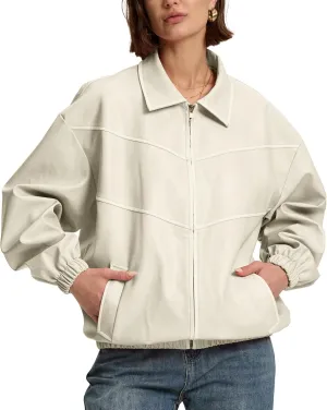 Womens Oversized Y2K Faux Leather Jackets Vintage Plus Size Fashion Motorcycle Coats Fall Fashion Outfits 2024