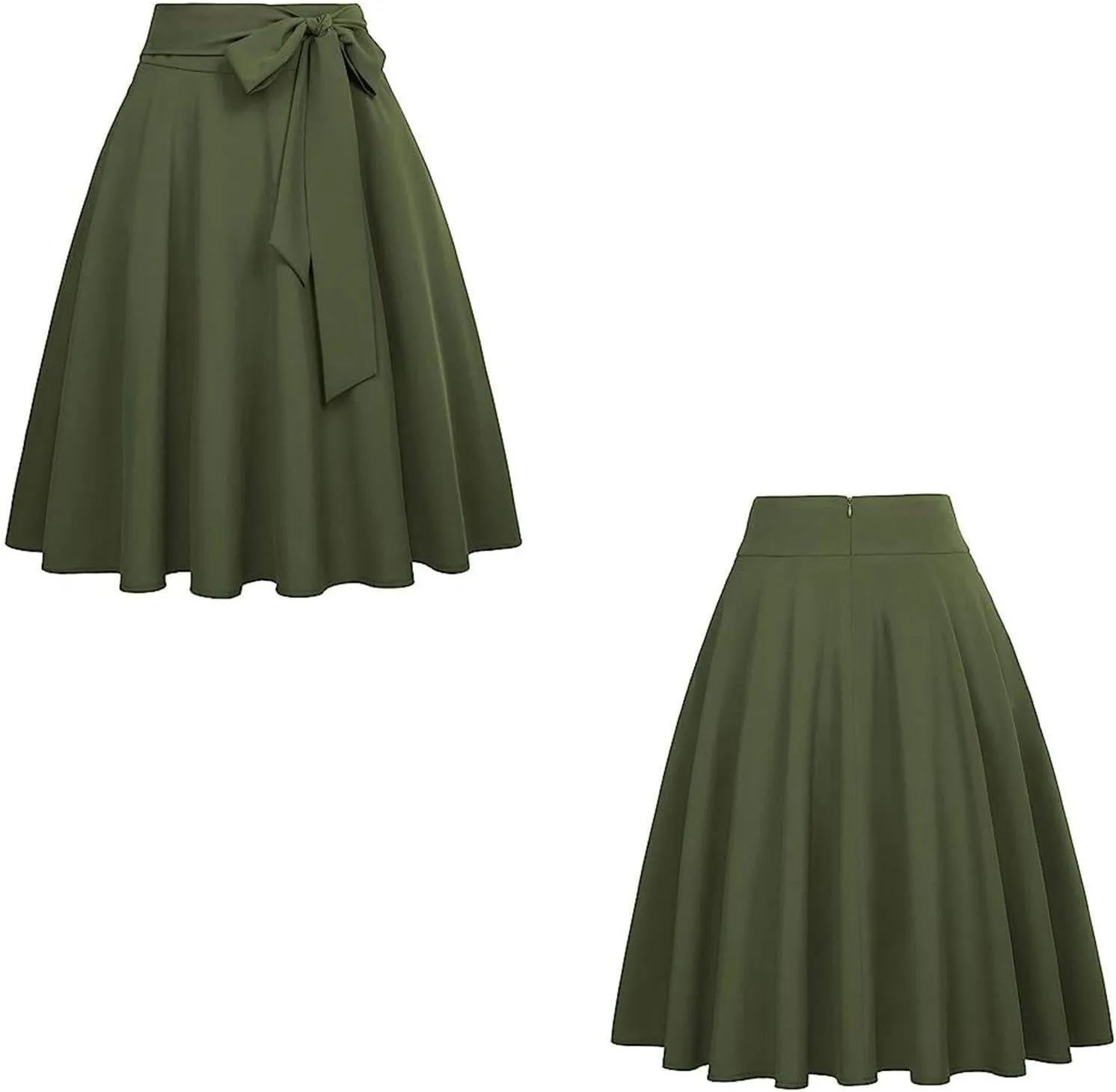 Women's Pleated Skirts 2024 Summer Fashion High Waisted A-Lined Midi Skirt Flowy Swing Knee Length Flare Skirt