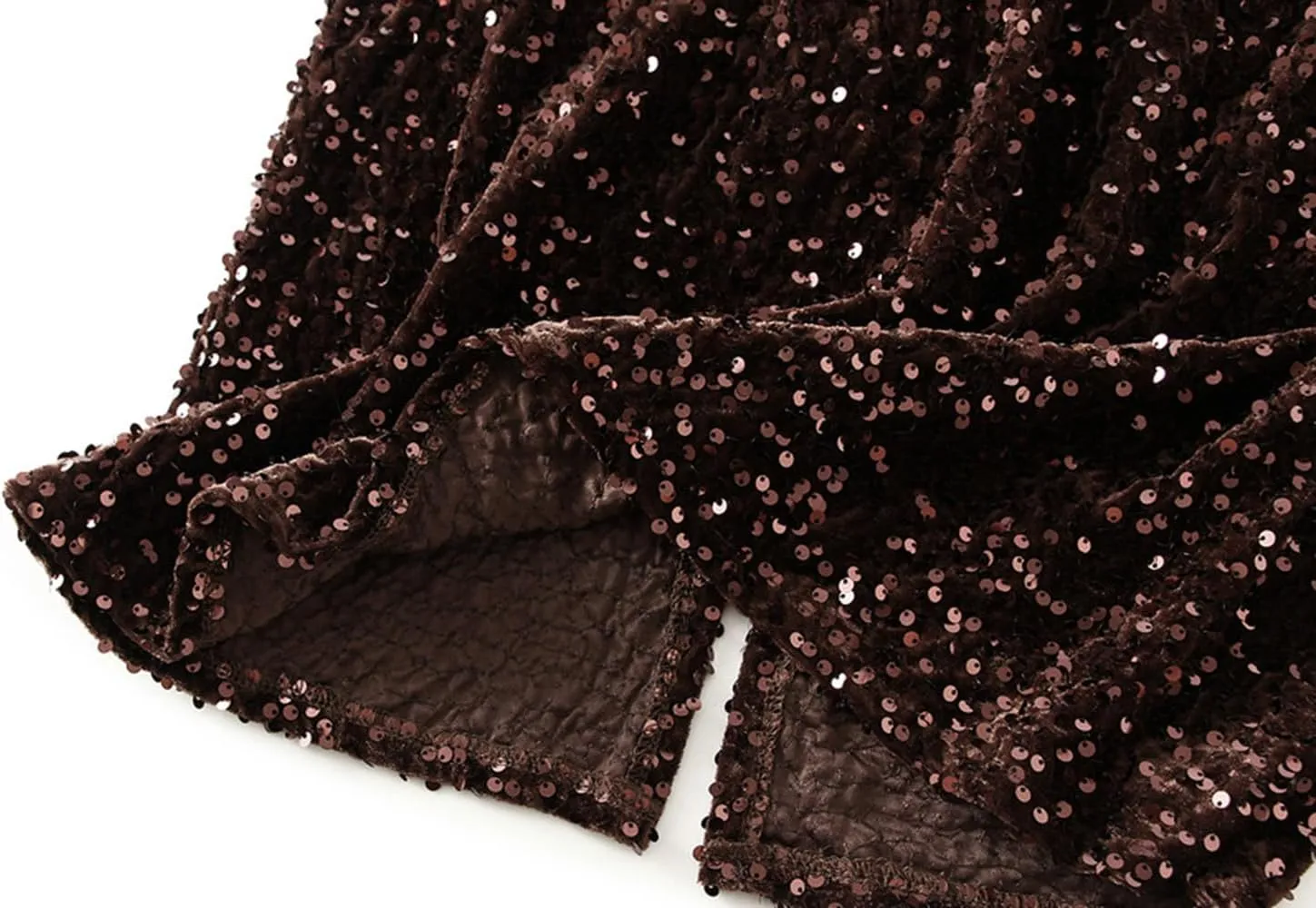 Womens Sequin Skirt Elastic High Waist Sparkle Long Bodycon Skirt with Slit Evening Cocktail Party Maxi Skirt