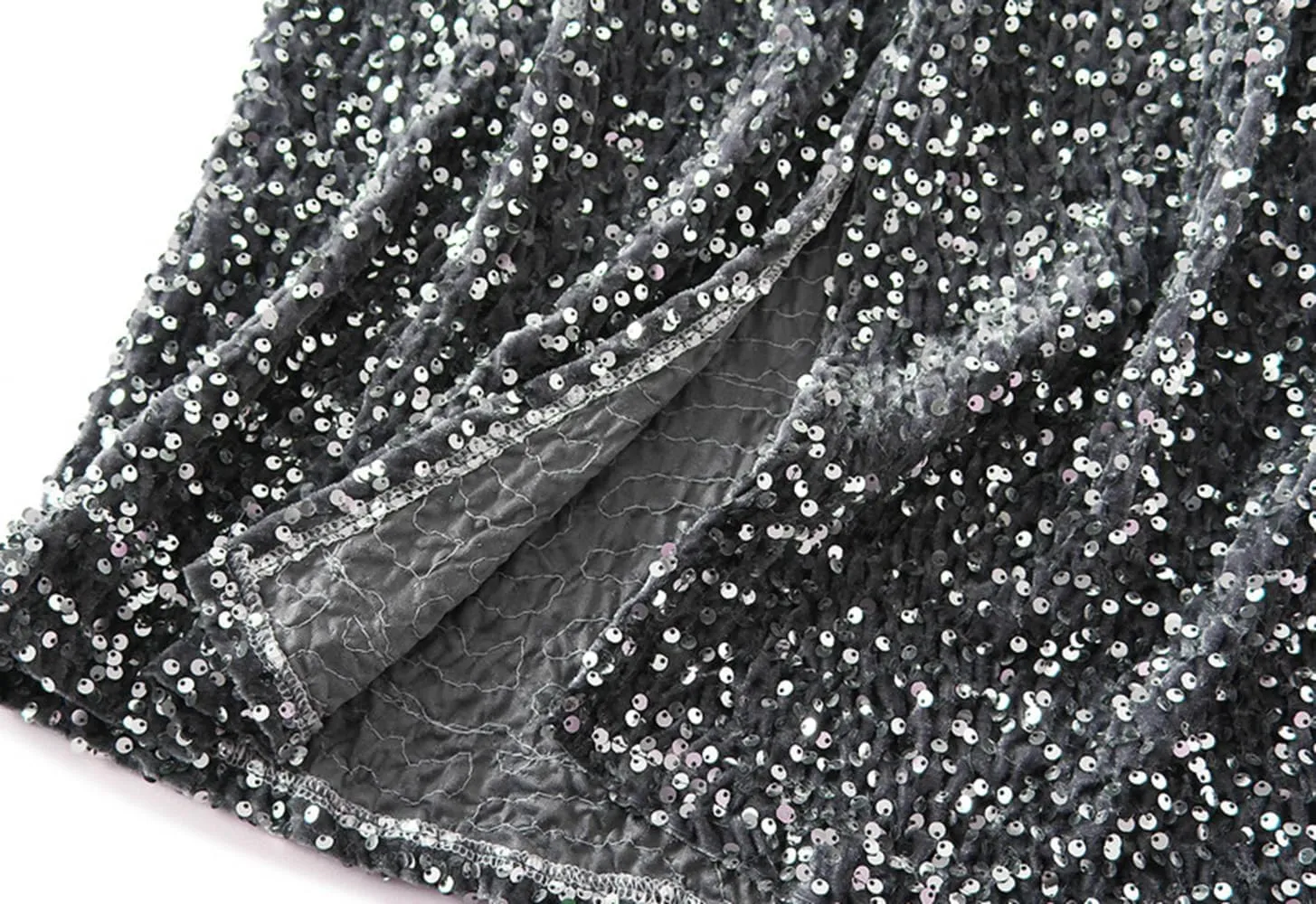 Womens Sequin Skirt Elastic High Waist Sparkle Long Bodycon Skirt with Slit Evening Cocktail Party Maxi Skirt