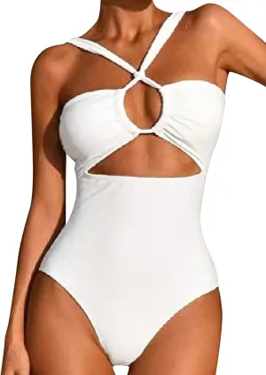 Women's Sexy One Piece Swimsuits Cutout High Cut Thong Monokini Swimsuit Cheeky Strappy Bikini Bathing Suit