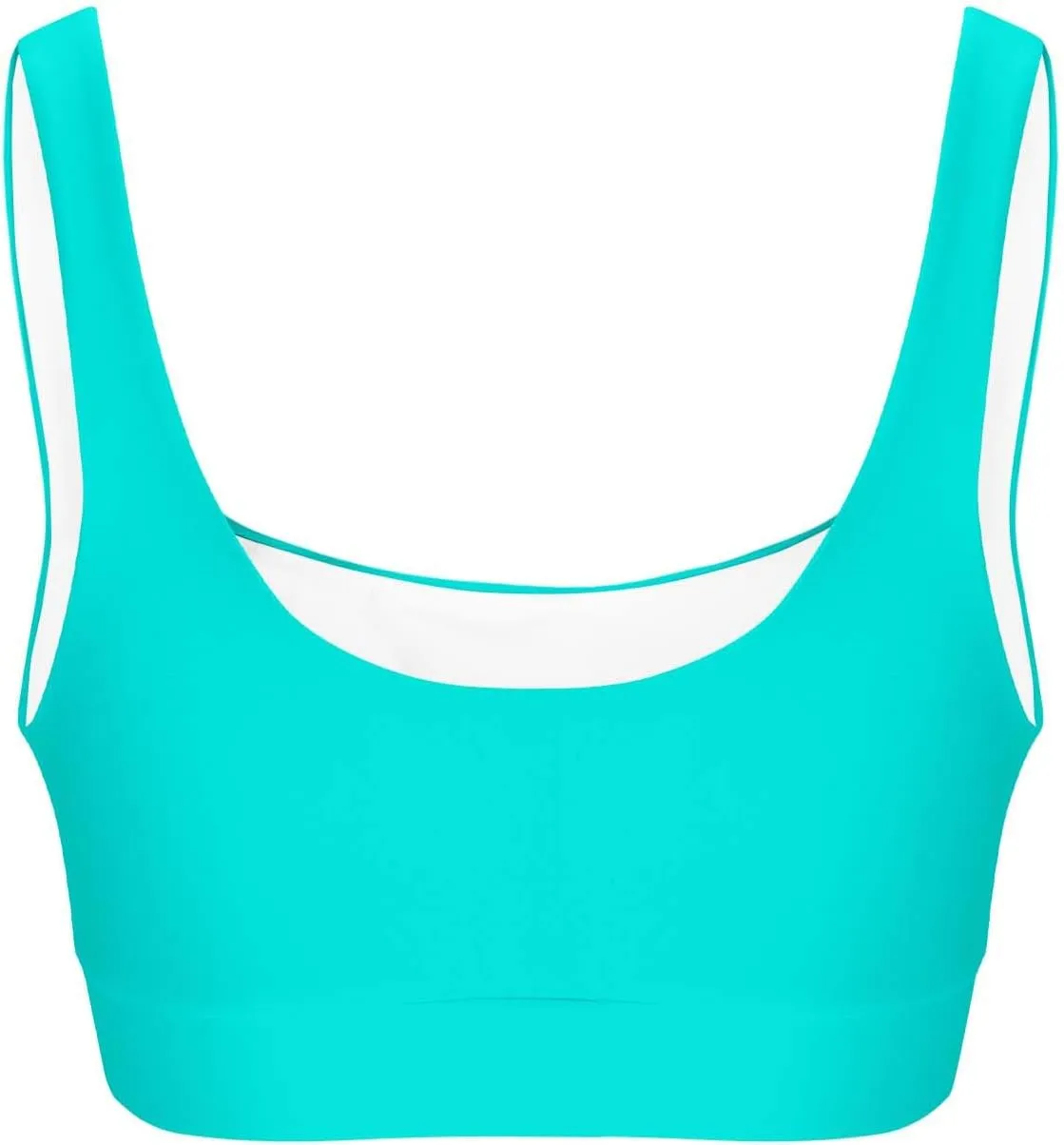 Womens Sports Bra Bikini Tops Scoop Neck Full Coverage Bathing Suits Top Padded Wireless Sporty Crop Swim Tops 2025