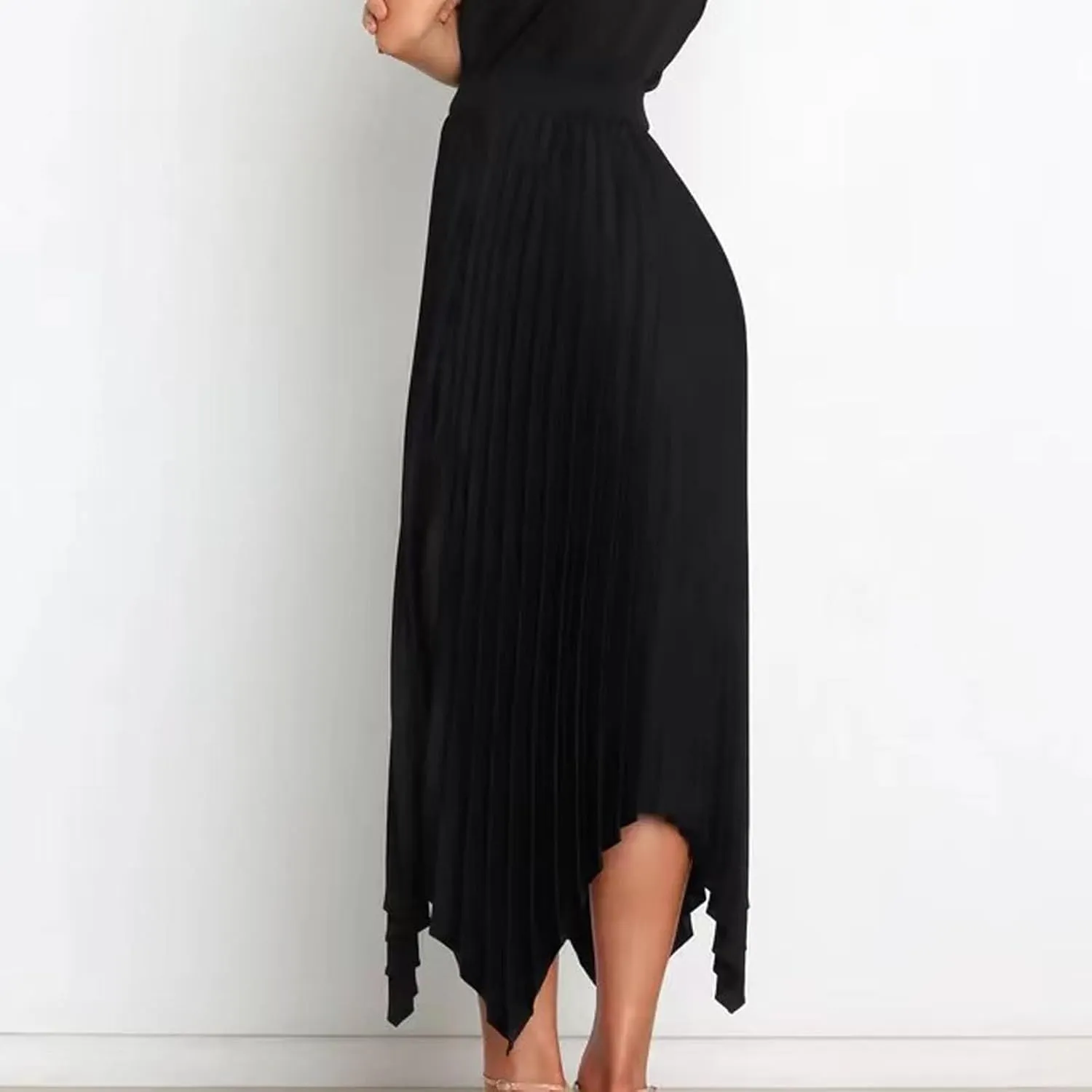 Women's Summer Skirt Solid Color High Waist Pleated A Line Swing Skirts Casual Fashion Irregular Hem Swing Skorts