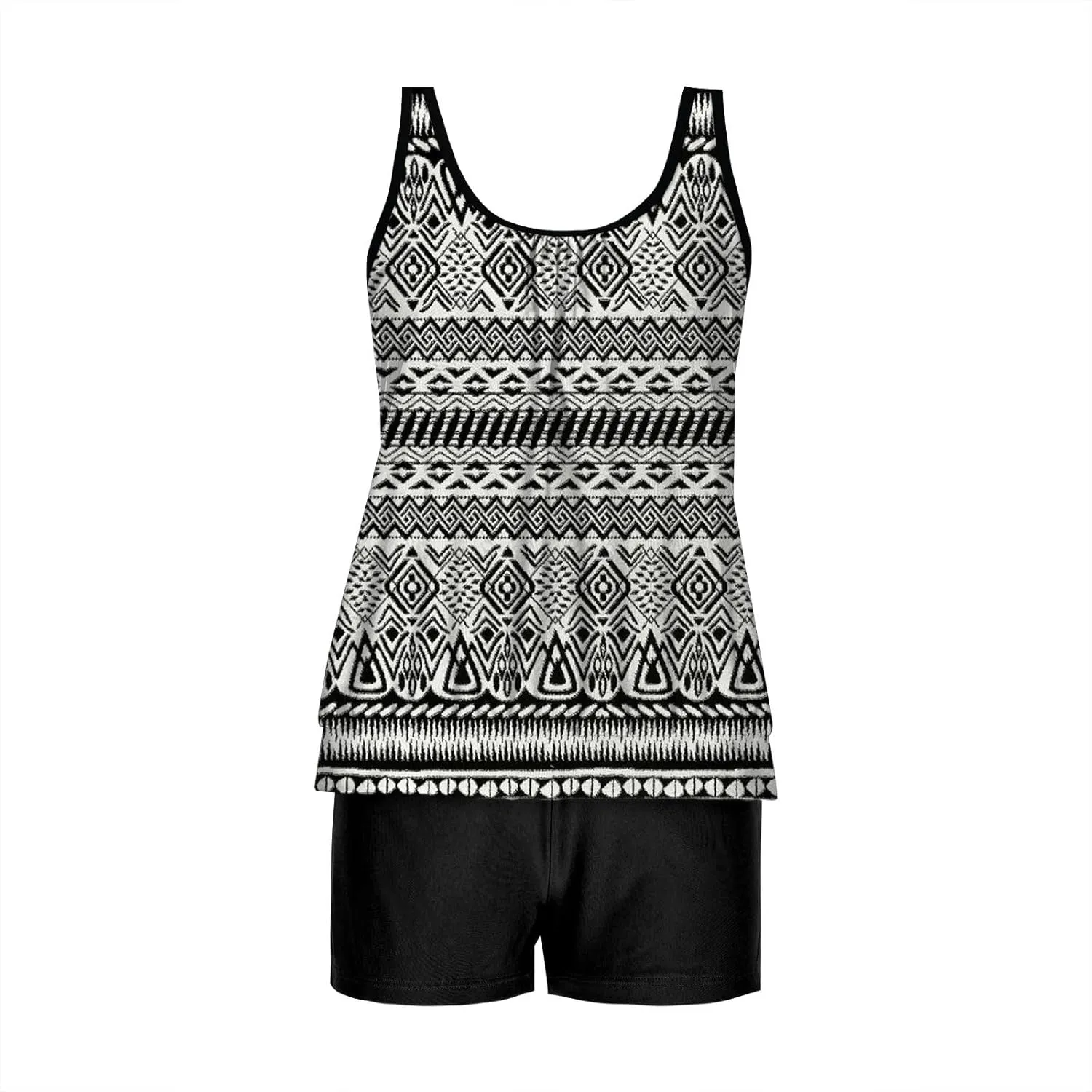 Women's Tankini Bathing Suits Tankini Swimsuits Two Piece Graphic Swim Tank Top with Boyshorts Ladies Swimwear