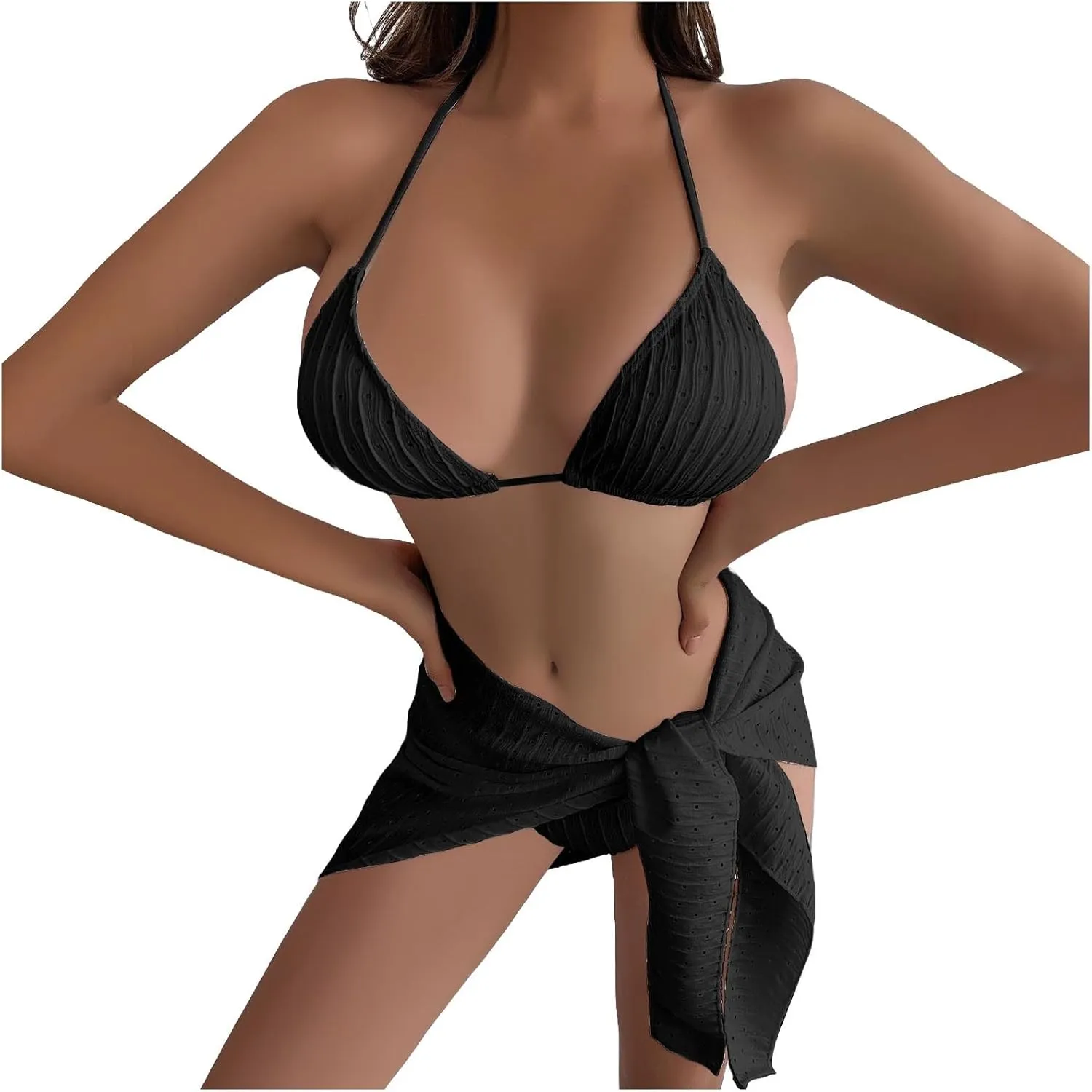 Womens Triangle String Bikini Sets Sexy Cheeky Push up High Cut 2 Piece Bathing Suit Summer Beach Swimsuit with Skirt