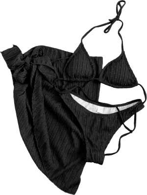 Womens Triangle String Bikini Sets Sexy Cheeky Push up High Cut 2 Piece Bathing Suit Summer Beach Swimsuit with Skirt
