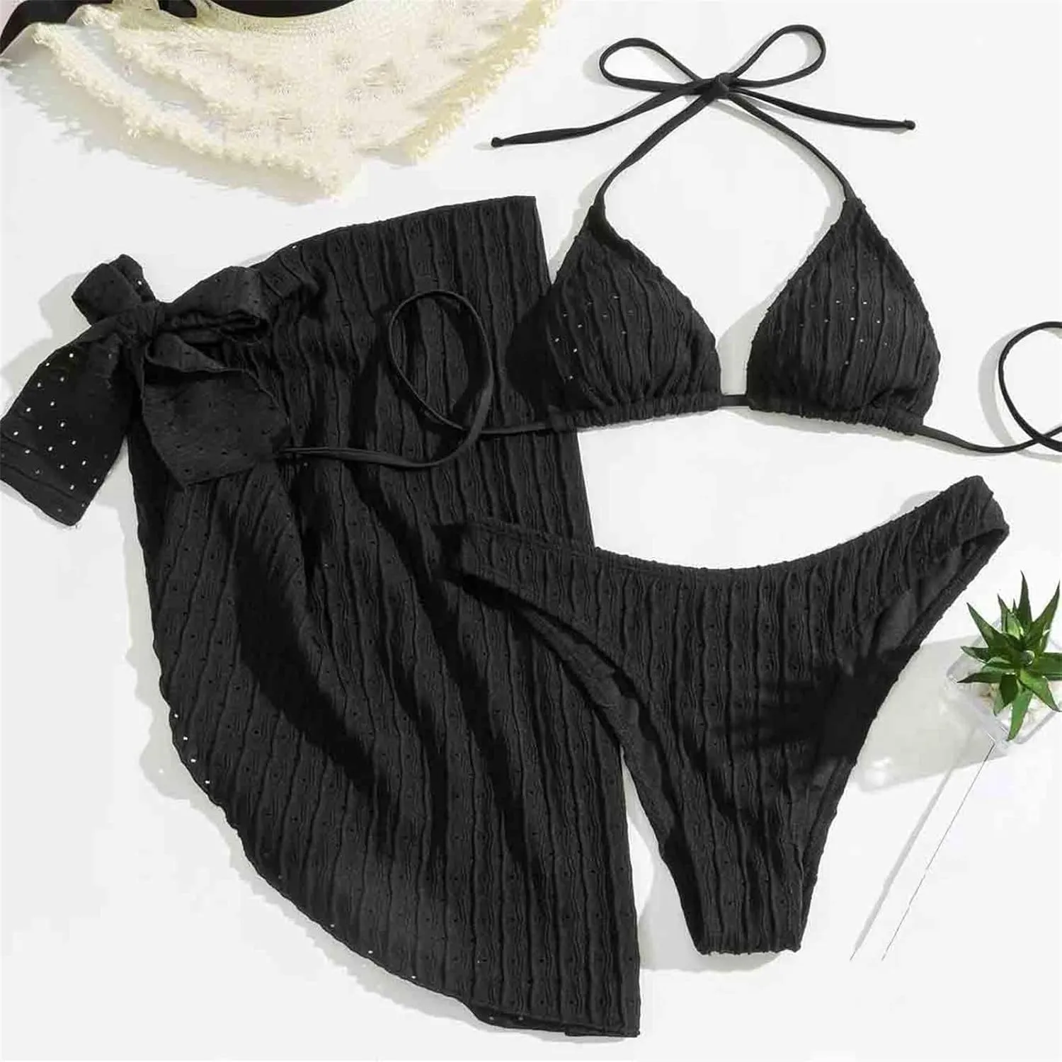Womens Triangle String Bikini Sets Sexy Cheeky Push up High Cut 2 Piece Bathing Suit Summer Beach Swimsuit with Skirt