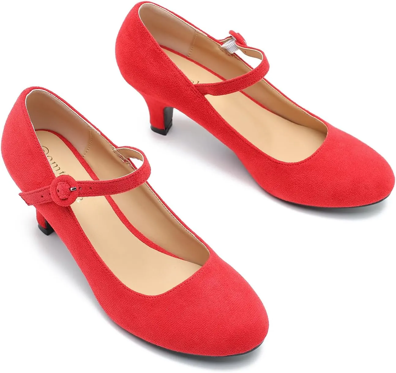 Women's Vintage Mary Jane Shoes Dress Comfortable Low Kitten Heels Ankle Strap Closed Round Toe Office Work Wedding Pumps