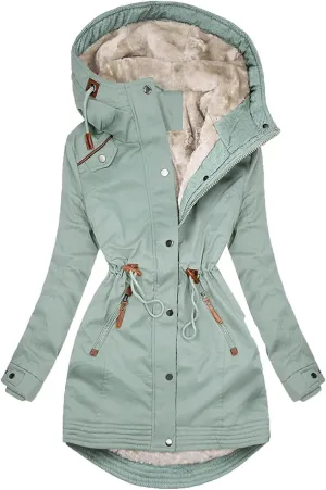 Women's Warm Winter Windproof Coats Thicken Fleece Lined Parka Snow Jacket Military Anorak Long Trench Coat With Hood