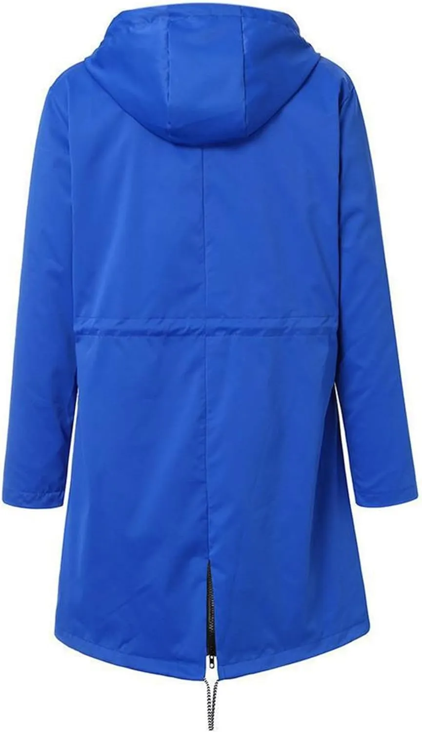 Women's Waterproof Rain Jacket Lightweight Hooded Windproof Jaket Adjustable Hiking Outdoor Windbreaker with Pockets