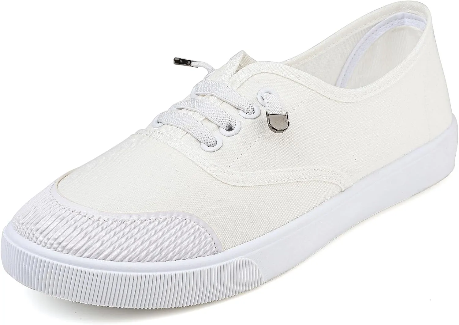 Womens White Canvas Sneakers Lightweight Lace Up Fashion Comfortable Canvas Shoes Low Top Slip On Casual Tennis Walking Shoes Women Footwear