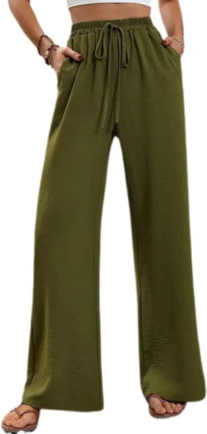 Women's Wide Leg Pants Lounge Casual Trousers Long Casual Elastic Waist High Waisted Fall Palazzo Pants
