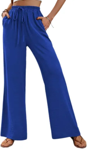 Women's Wide Leg Pants Lounge Casual Trousers Long Casual Elastic Waist High Waisted Fall Palazzo Pants
