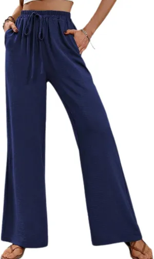 Women's Wide Leg Pants Lounge Casual Trousers Long Casual Elastic Waist High Waisted Fall Palazzo Pants
