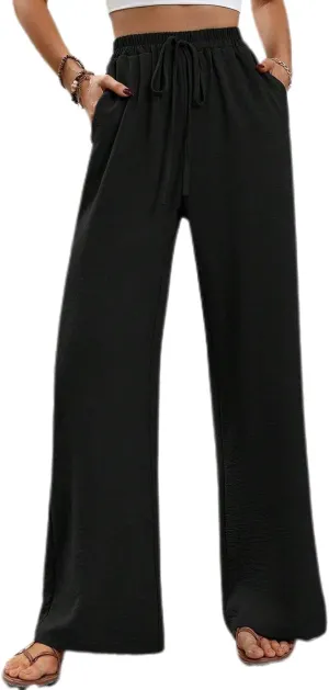 Women's Wide Leg Pants Lounge Casual Trousers Long Casual Elastic Waist High Waisted Fall Palazzo Pants