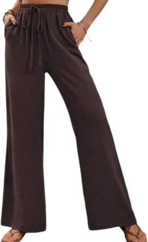 Women's Wide Leg Pants Lounge Casual Trousers Long Casual Elastic Waist High Waisted Fall Palazzo Pants