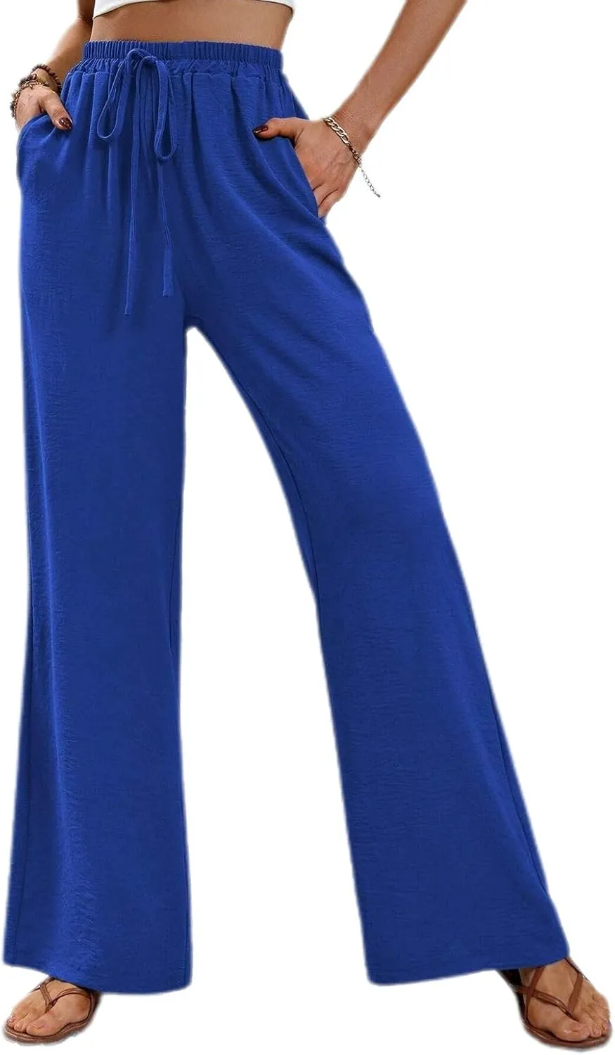 Women's Wide Leg Pants Lounge Casual Trousers Long Casual Elastic Waist High Waisted Fall Palazzo Pants