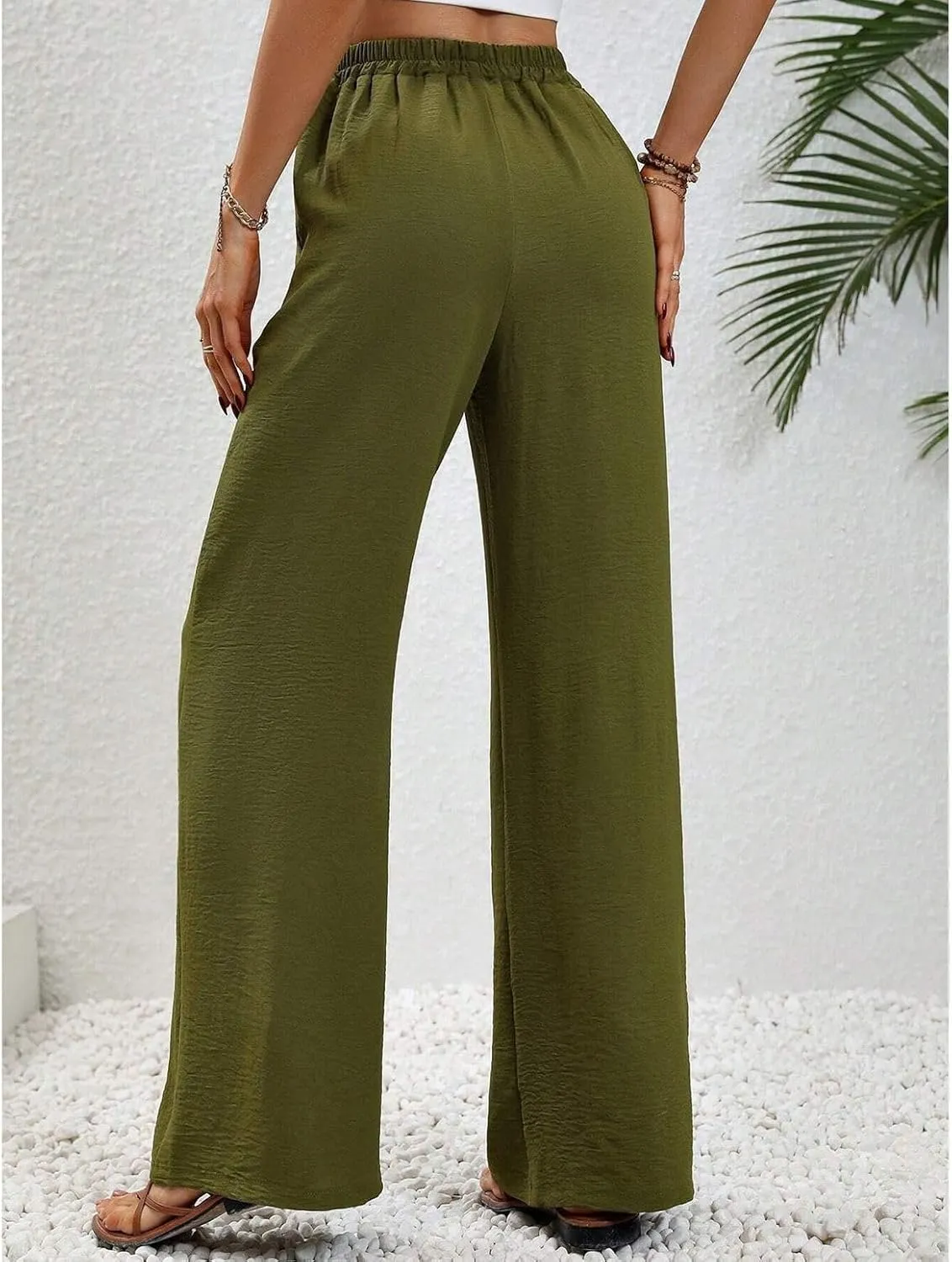 Women's Wide Leg Pants Lounge Casual Trousers Long Casual Elastic Waist High Waisted Fall Palazzo Pants