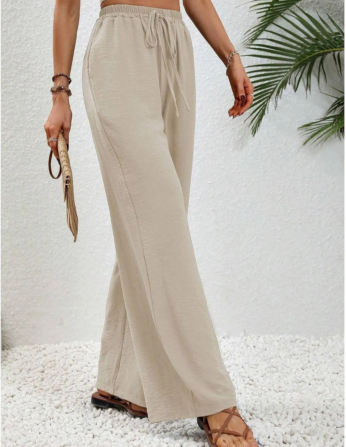 Women's Wide Leg Pants Lounge Casual Trousers Long Casual Elastic Waist High Waisted Fall Palazzo Pants