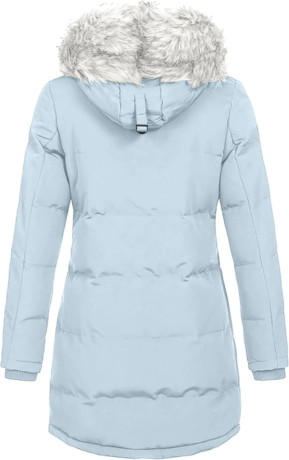 Women's Winter Faux Fur Hooded Coat Waterproof Warm Long Puffer Jacket Parka Thicken Fleece Lined Down Jacket