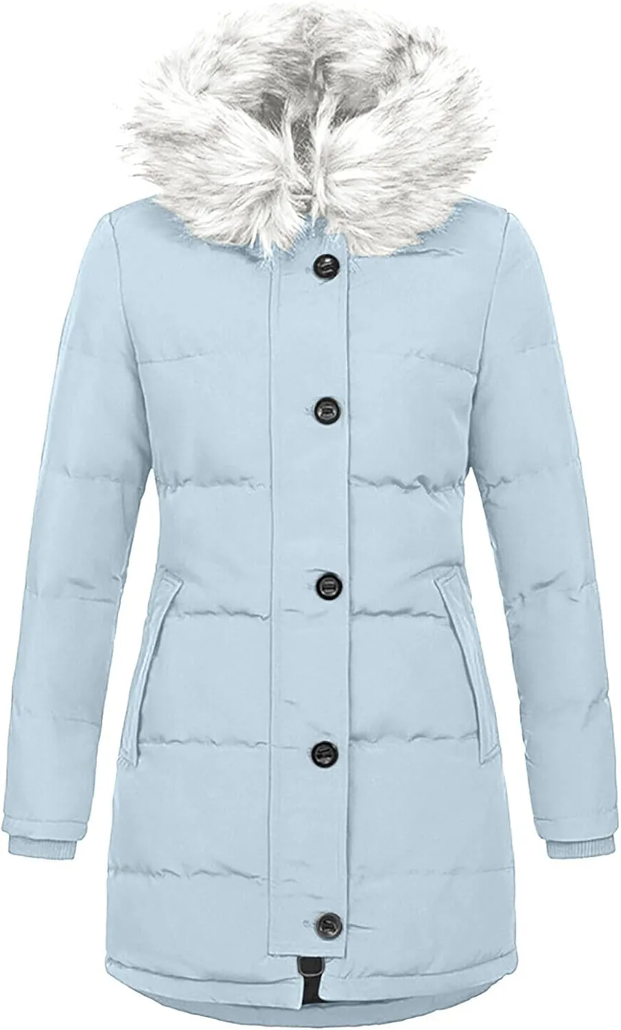 Women's Winter Faux Fur Hooded Coat Waterproof Warm Long Puffer Jacket Parka Thicken Fleece Lined Down Jacket
