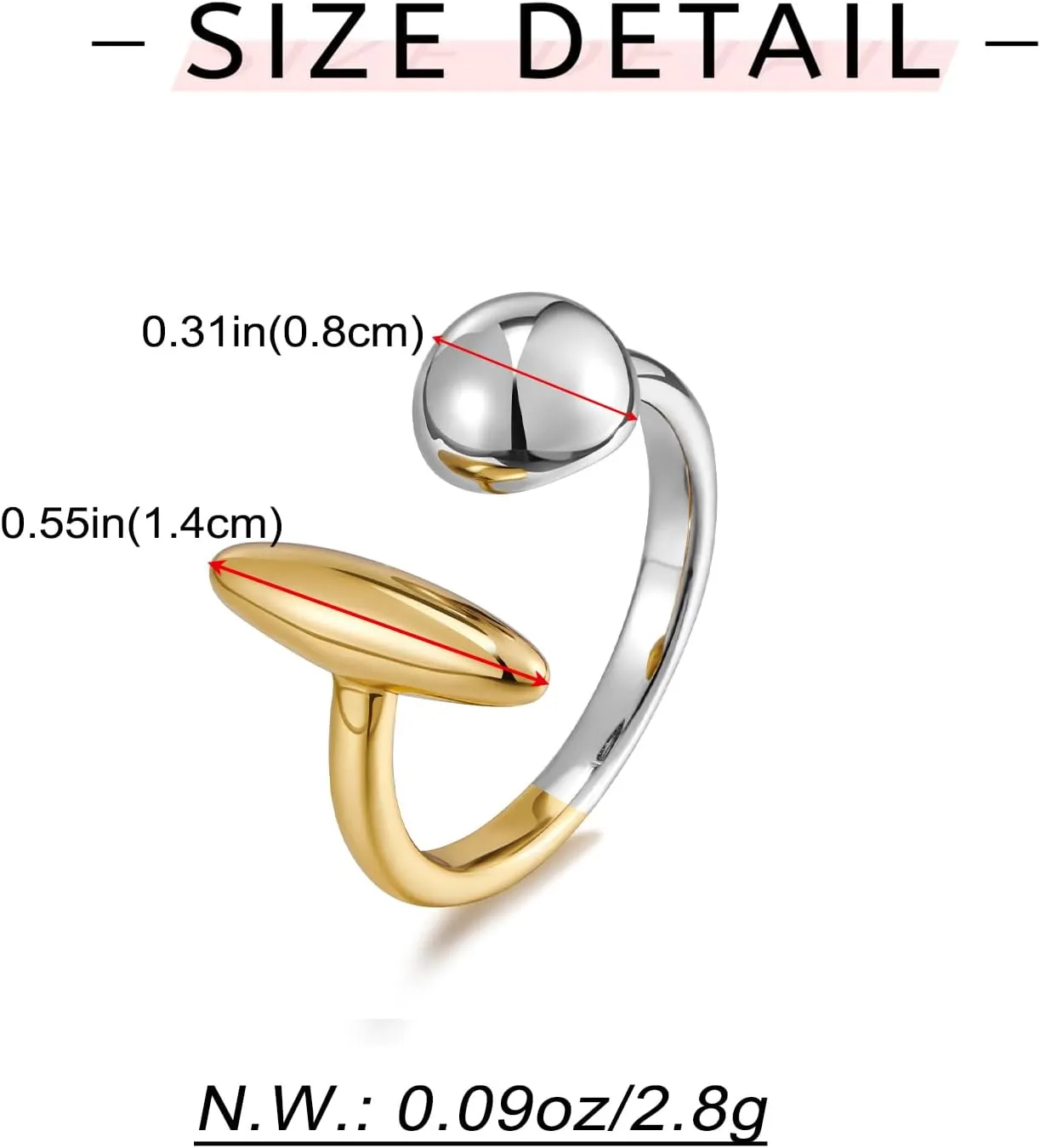 WOWORAMA Chunky Teardrop Rings for Women Silver Gold Bypass Dome Rings Thick Statement Open Adjustable Rings Simple Waterdrop Stackable Band Rings