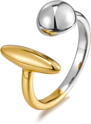 WOWORAMA Chunky Teardrop Rings for Women Silver Gold Bypass Dome Rings Thick Statement Open Adjustable Rings Simple Waterdrop Stackable Band Rings