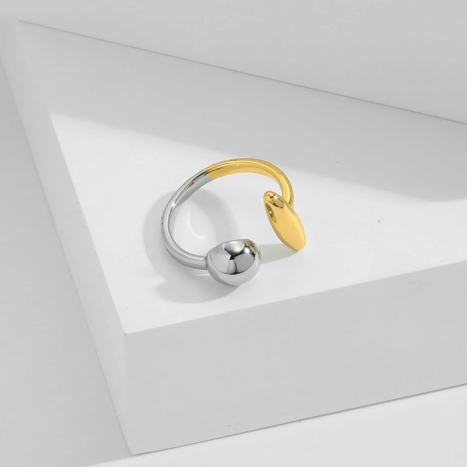 WOWORAMA Chunky Teardrop Rings for Women Silver Gold Bypass Dome Rings Thick Statement Open Adjustable Rings Simple Waterdrop Stackable Band Rings