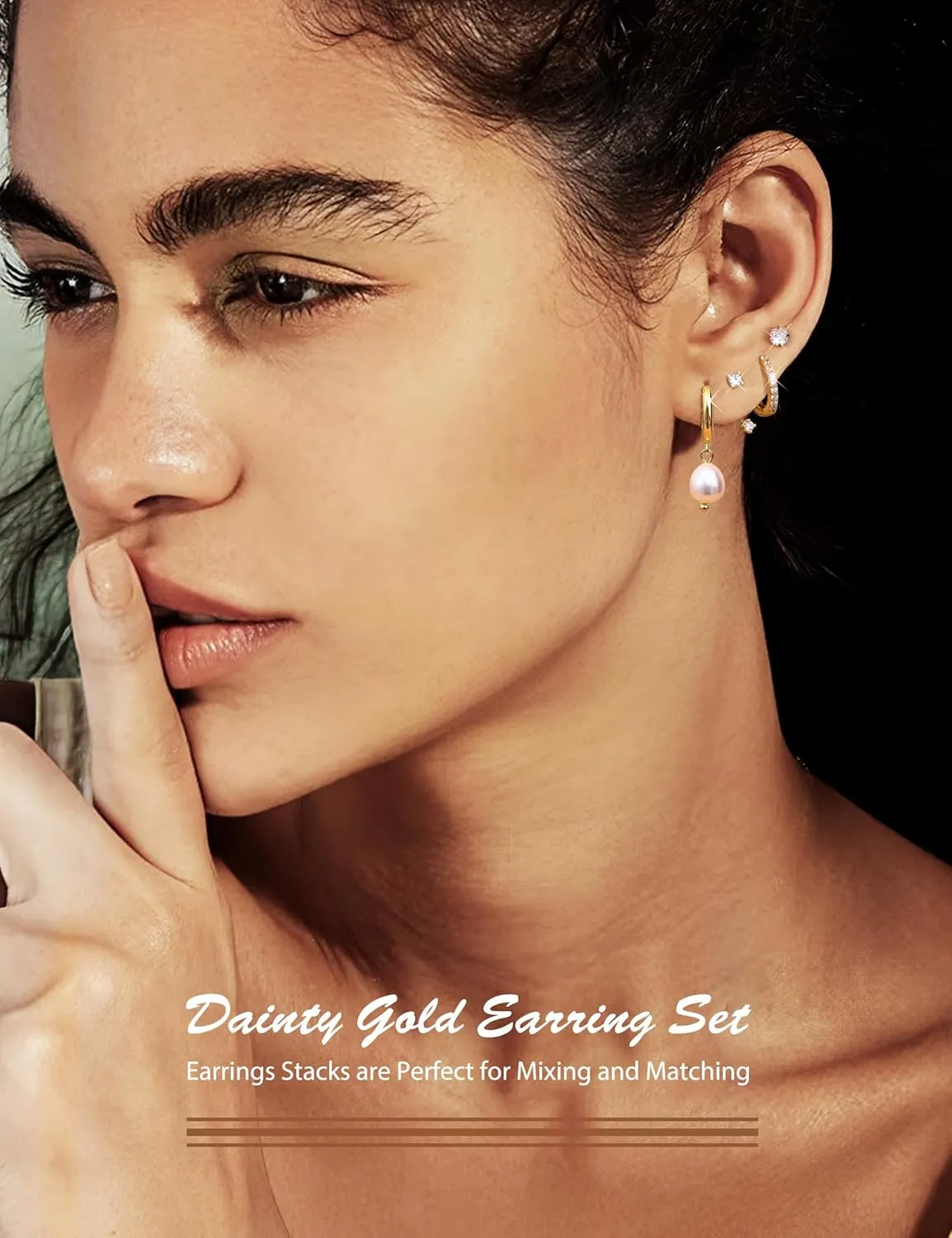 YADOCA 13Pairs Gold Earrings Stacks for Women Dainty Huggie Hoop Earrings Hypoallergenic 14k Gold Plated Flat Back Stud Cartilage Earring Sets for Multiple Piercing Pack