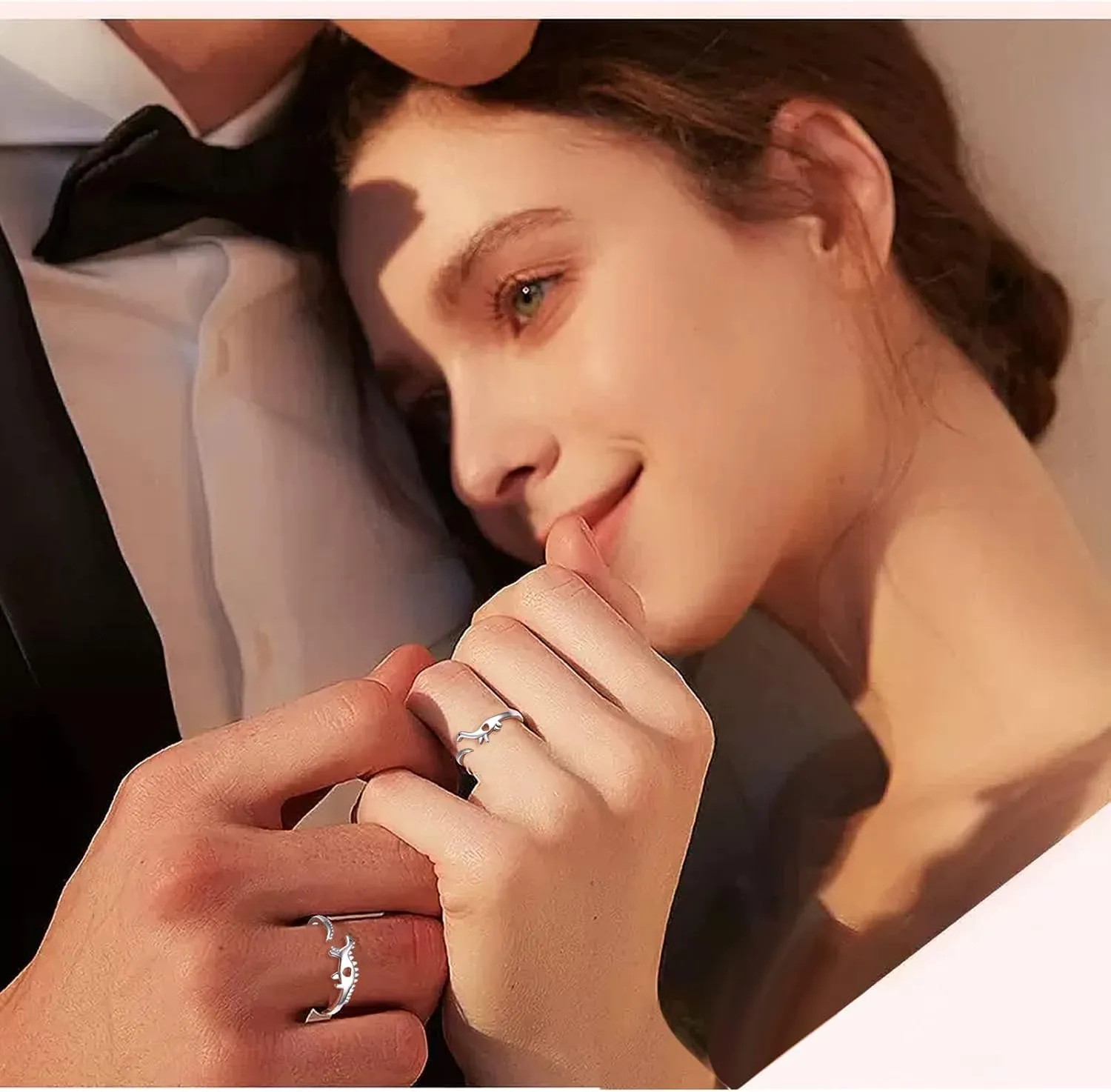 Yearace Sterling Silver Couples Rings - Matching Heart Promise Rings for Him & Her