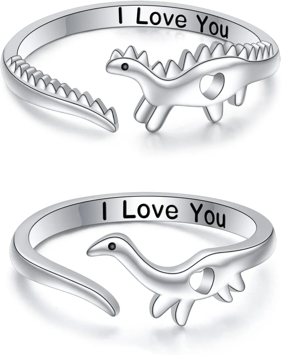 Yearace Sterling Silver Couples Rings - Matching Heart Promise Rings for Him & Her