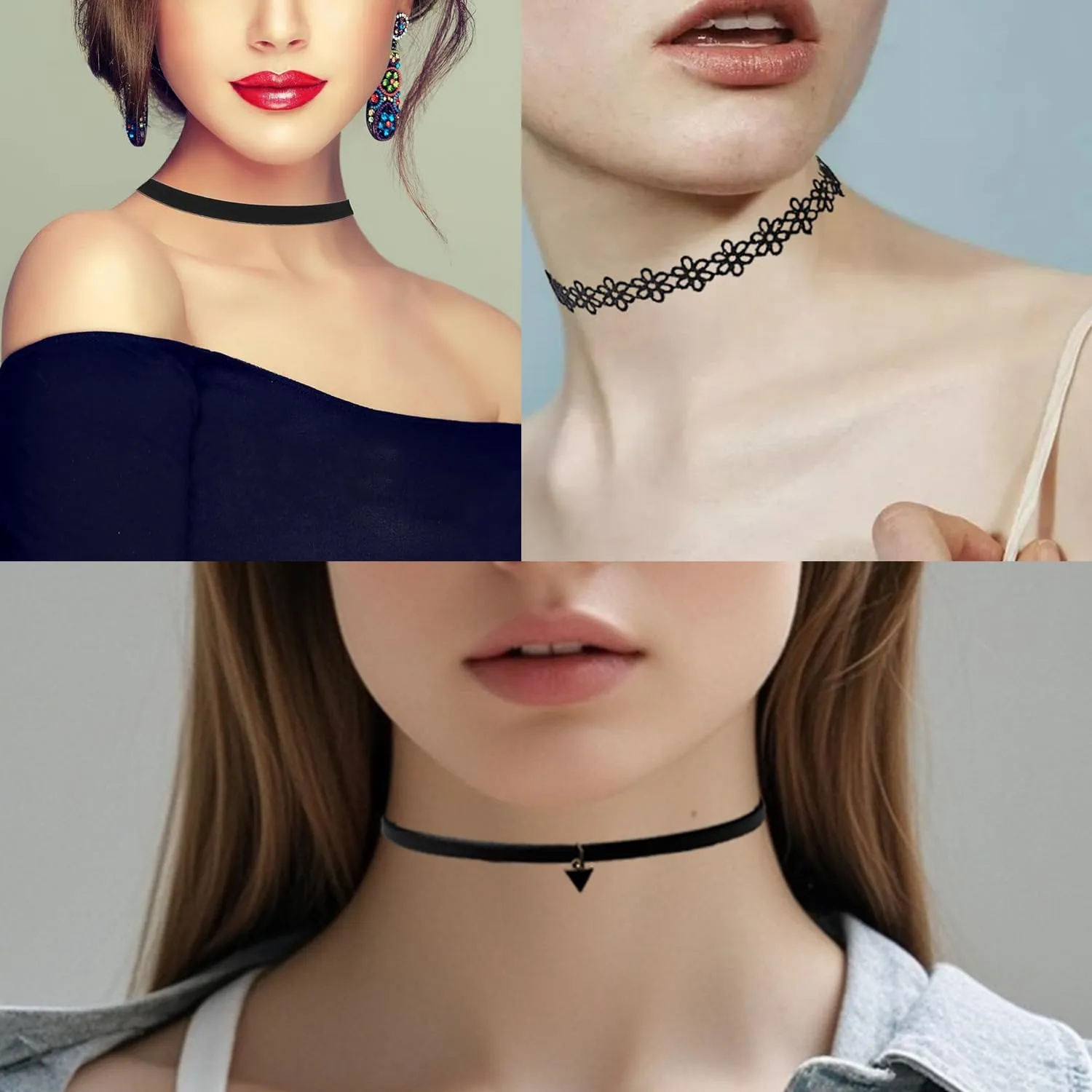 YEEQIN Black Choker Necklaces for Women Chokers Black Velvet Choker Necklaces Set Classic Gothic Tattoo Lace Choker