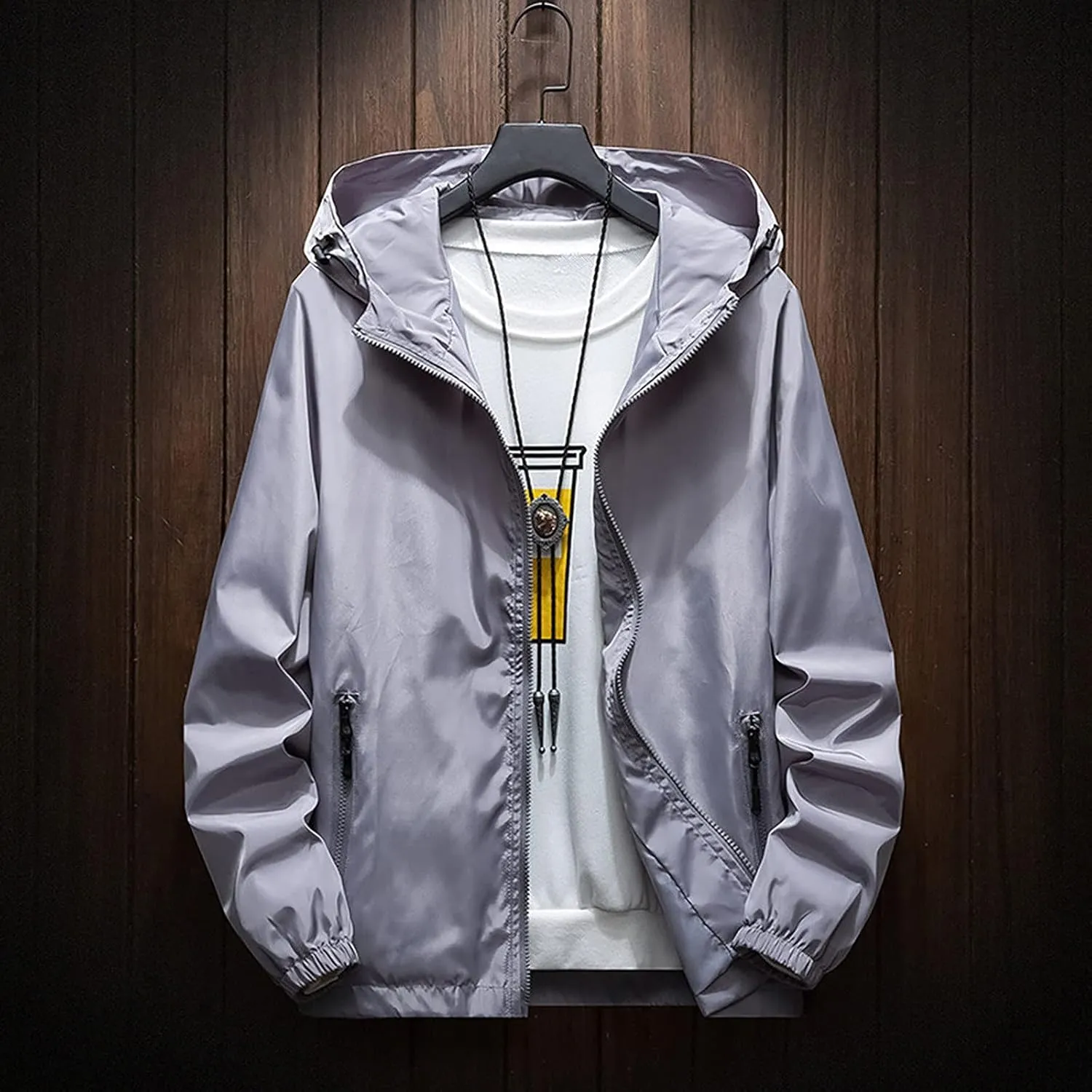 Ymosrh Men's Work Jackets Water Resistant Running Hiking Fishing Rain Coats Jacket Windbreaker Coats Outwear