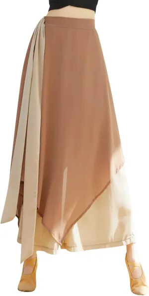 YOLAI Women's Casual Chiffon Pants Colour Blocking Dance Wide Legged Long Pants Practice Exercises Dance Training Pants