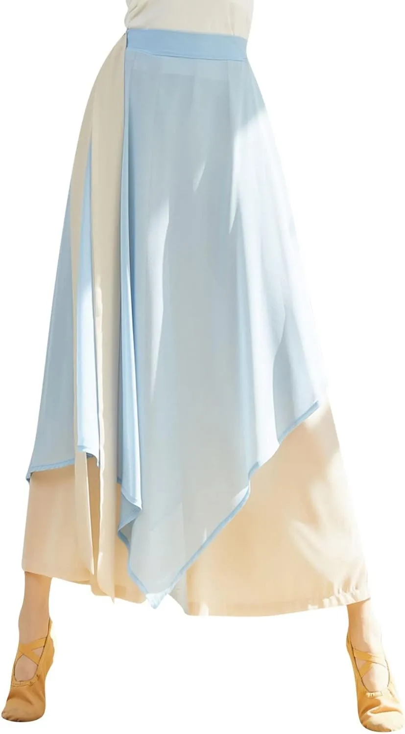 YOLAI Women's Casual Chiffon Pants Colour Blocking Dance Wide Legged Long Pants Practice Exercises Dance Training Pants