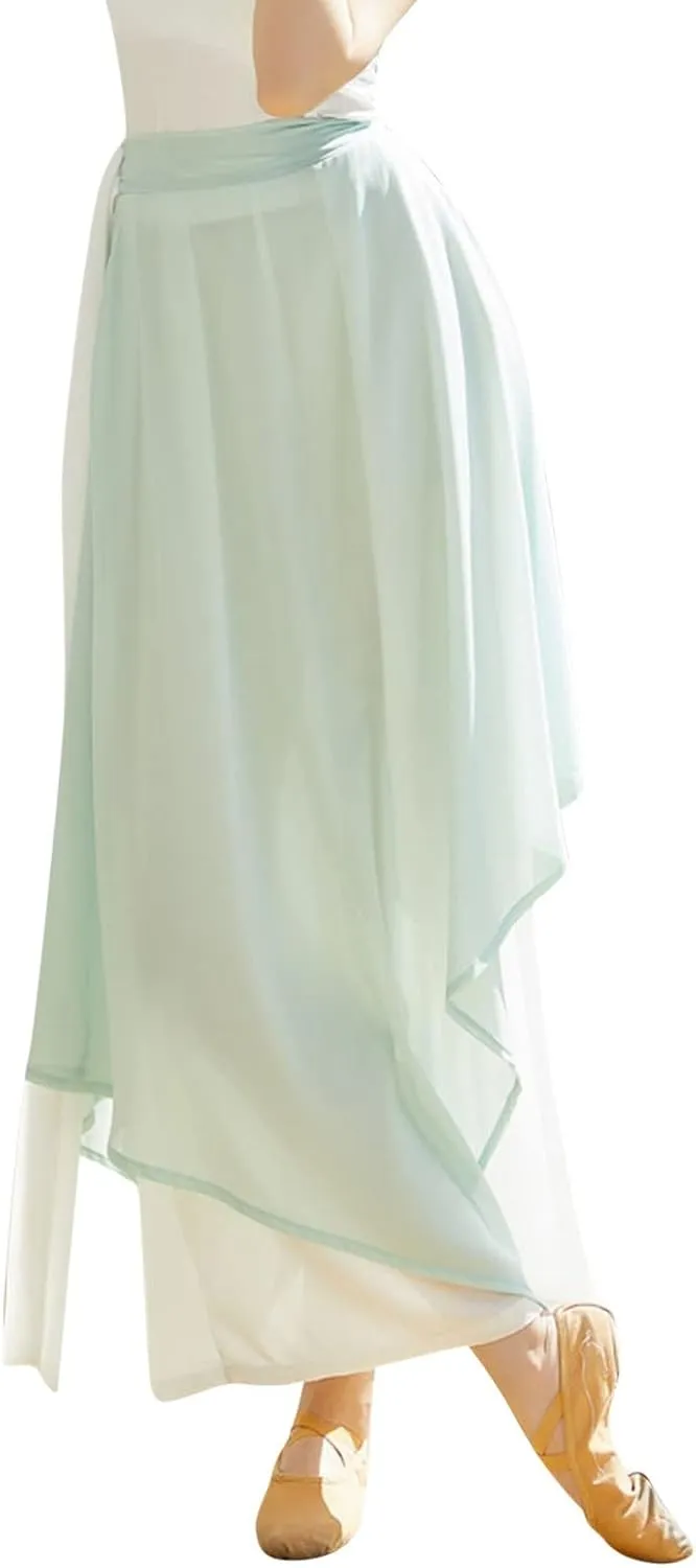 YOLAI Women's Casual Chiffon Pants Colour Blocking Dance Wide Legged Long Pants Practice Exercises Dance Training Pants