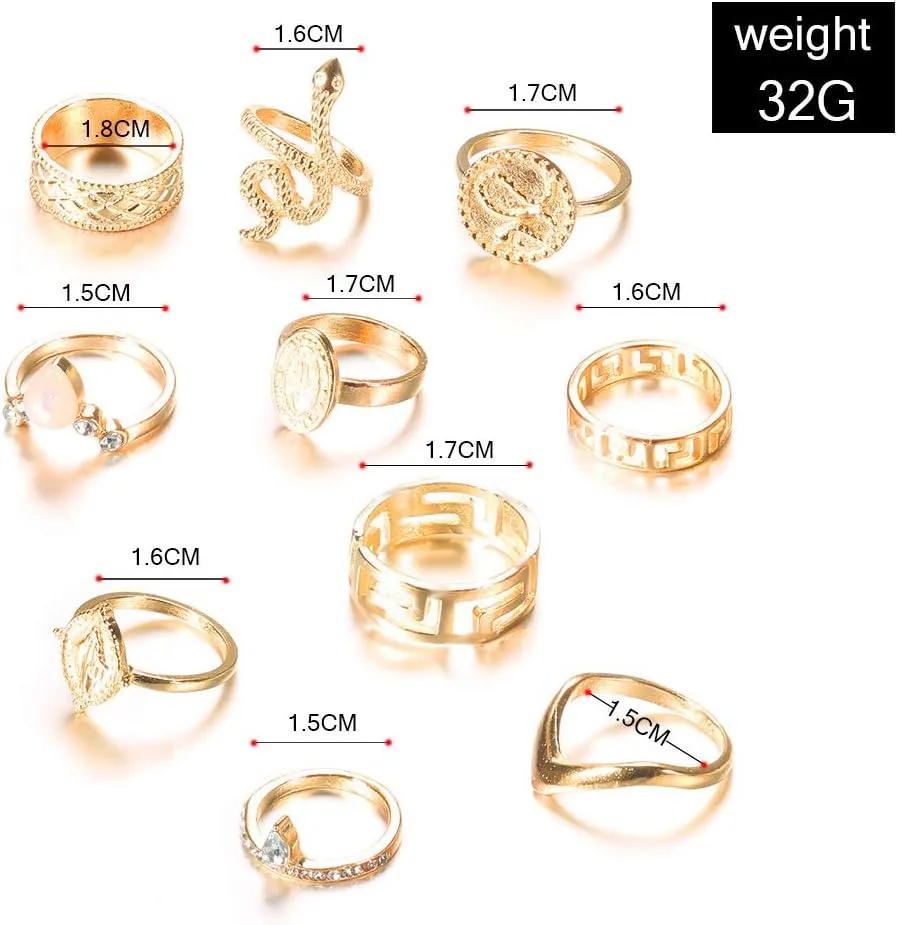 YOOESTORES82 Gold Boho Ring Sets Stackable Knuckle Ring Vintage Snake Finger Rings Set Stacking Joint Midi Trendy Rings Sets for Women