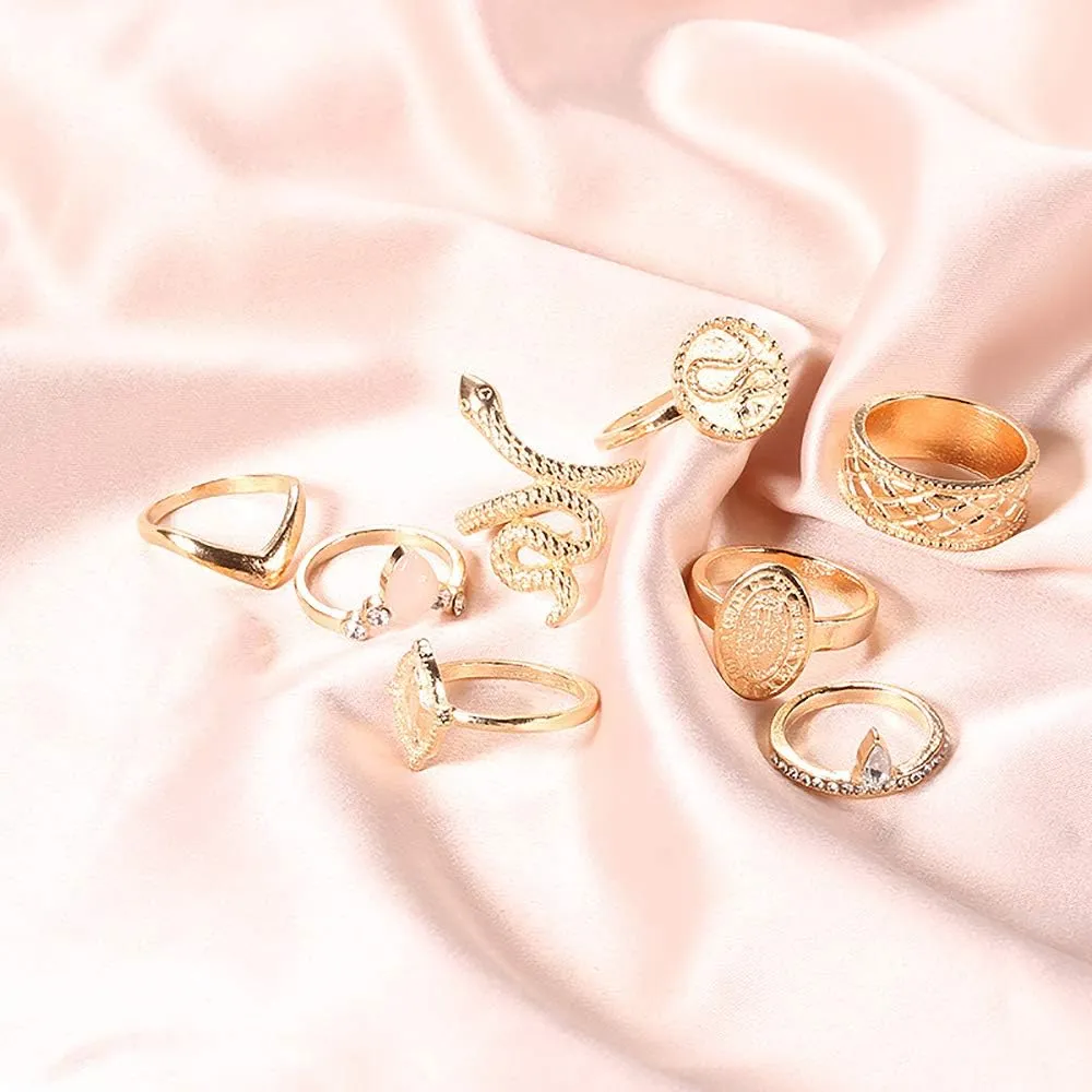 YOOESTORES82 Gold Boho Ring Sets Stackable Knuckle Ring Vintage Snake Finger Rings Set Stacking Joint Midi Trendy Rings Sets for Women