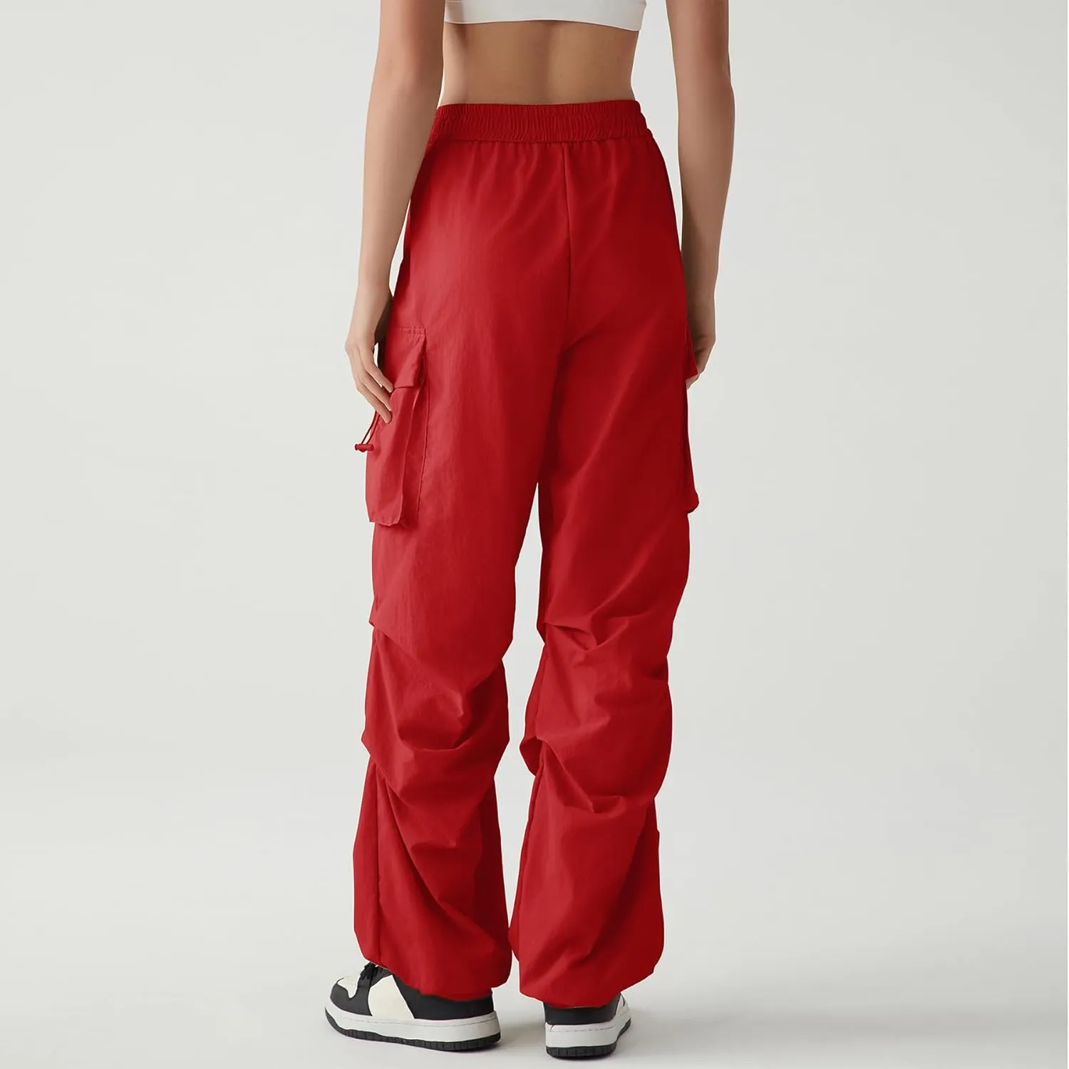 Zando Baggy Cargo Parachute Pants Women High Waisted Wide Leg Waterproof Windbreaker Hiking Pants for Women