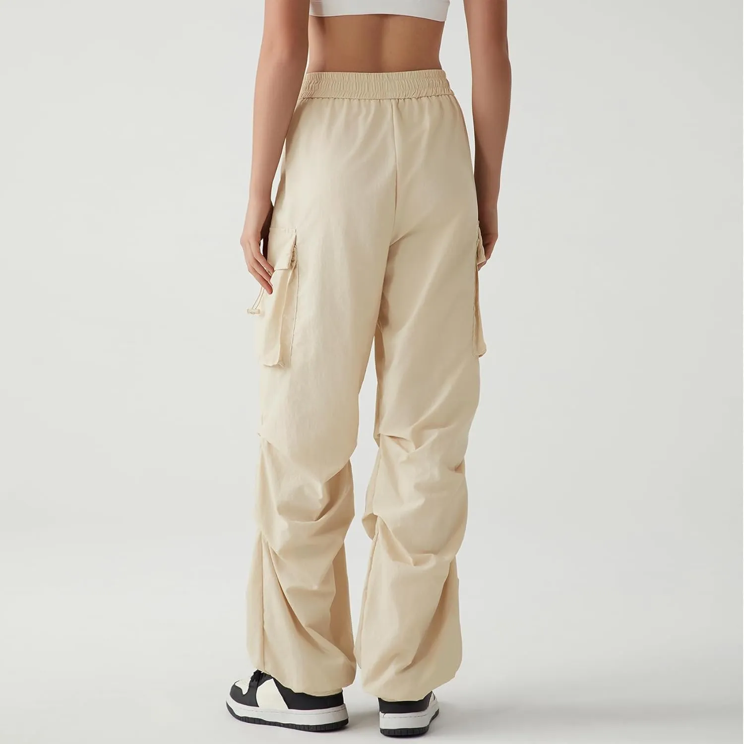 Zando Baggy Cargo Parachute Pants Women High Waisted Wide Leg Waterproof Windbreaker Hiking Pants for Women