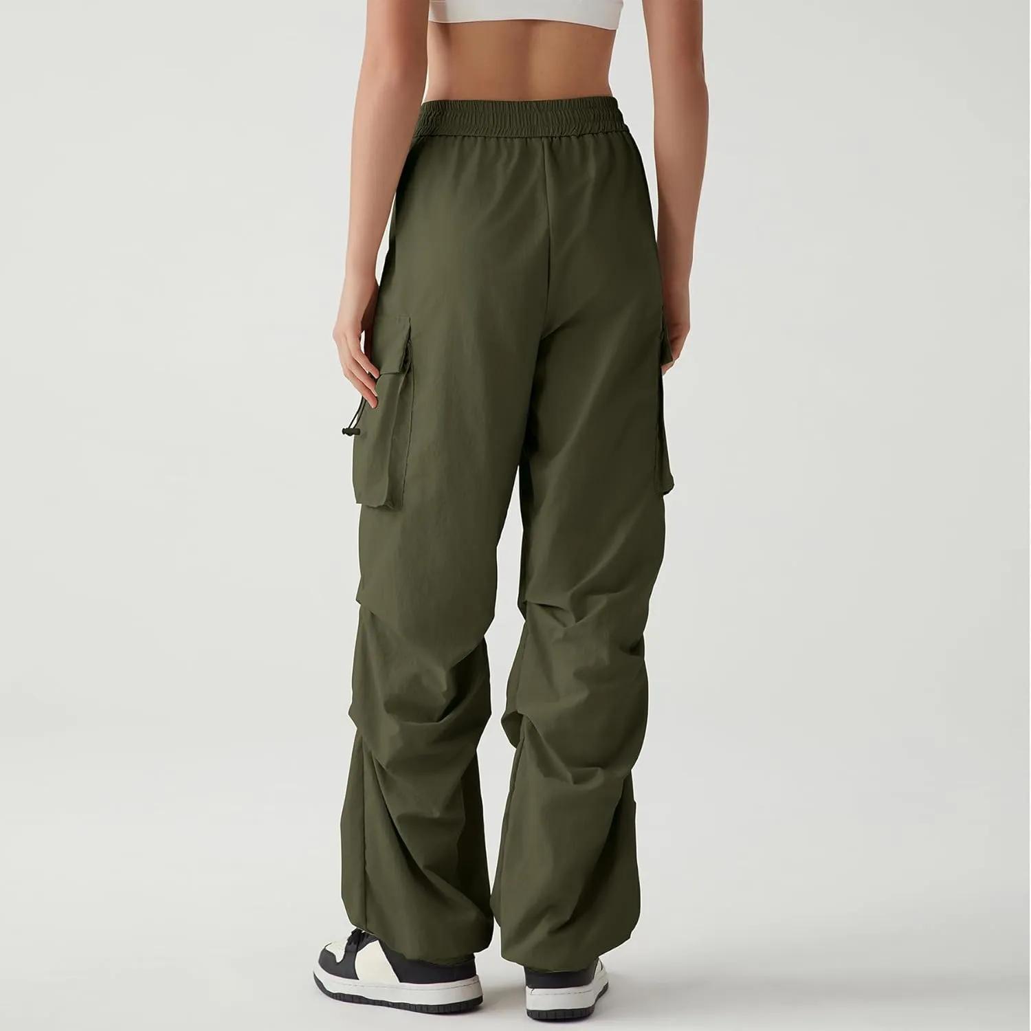 Zando Baggy Cargo Parachute Pants Women High Waisted Wide Leg Waterproof Windbreaker Hiking Pants for Women